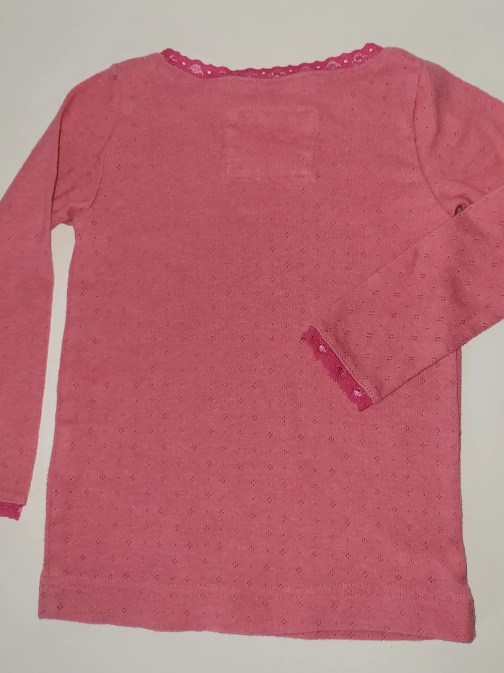 Pink Long-Sleeve Eyelet Knit Top for Kids Size 2-3yrs